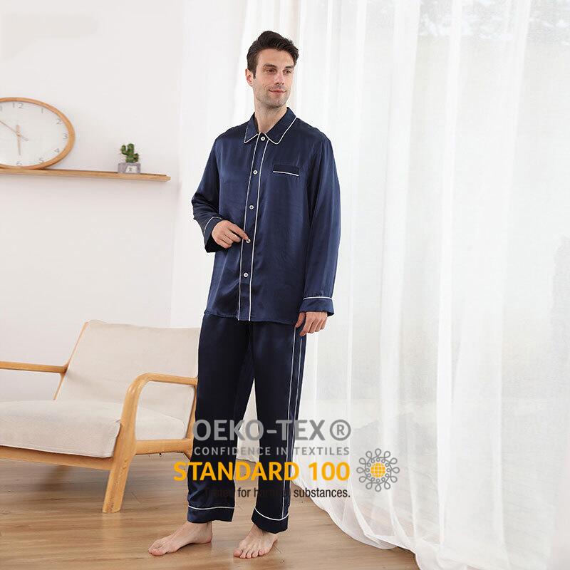 Skin-friendly Luxury Silk Pajamas Sleepwear Pure Organic Silk Dress For Men Sleeping 