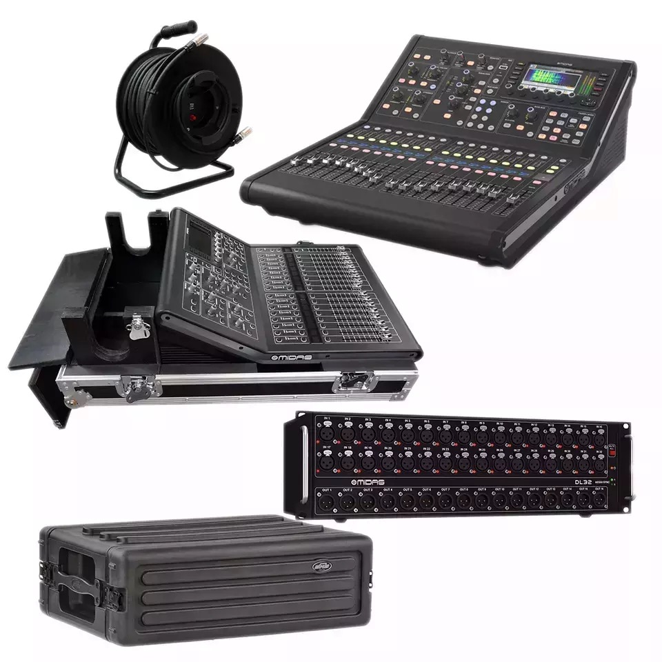Midas M32r Live Digital Mixer + Dl32 Stage Box + 150&#39; Cat5 Network Cable Spool 