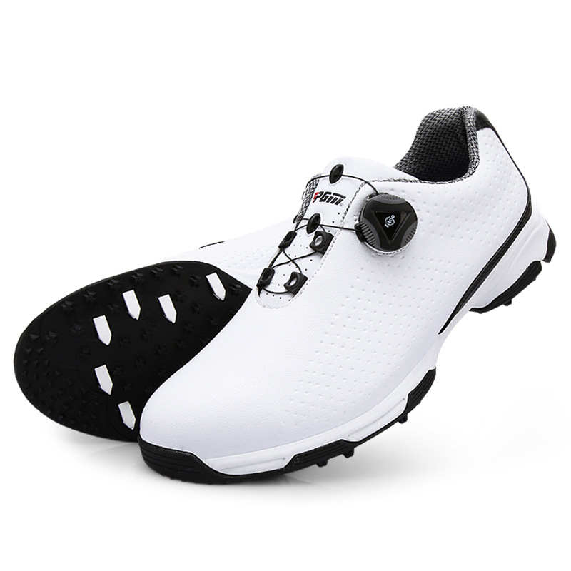 High Quality Lightweight Non Slip Microfiber Leather Spikes Waterproof White Men&#39;s Sports Athletic Professional Golf Shoes 