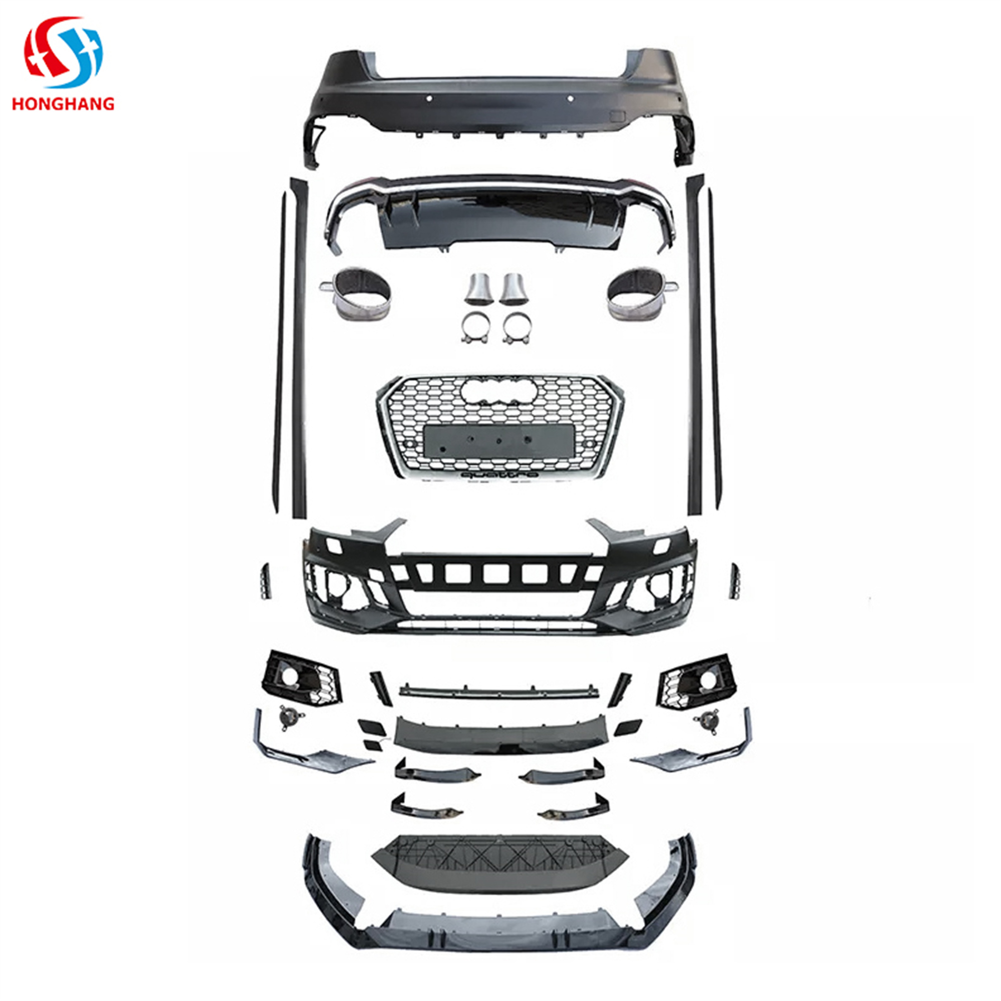 Factory Front Bumper Grills Side Skirts Rear Wing Spoiler For Audi A4 B8 Body Kit Accessories Upgrade For Audi Rs4 Body Kits 17+ 