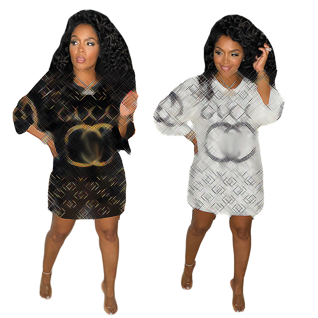 W0010 Fashion Short Sleeve Shiny Sequins Loose Summer Dress Casual Brand Women&#39;s Clothing 