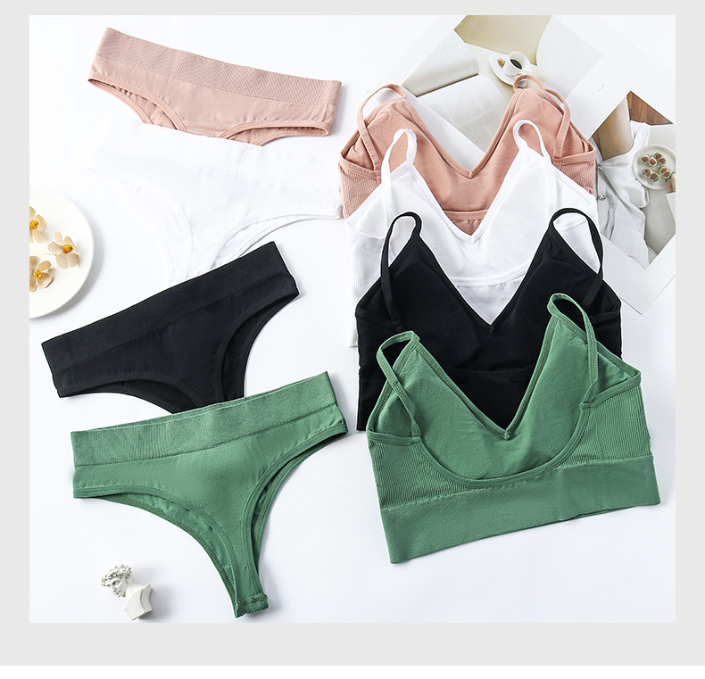 Summer Seamless Bra &amp; Brief Sets Plus Size Underwear Triangle Cup Bra Panty Set Breathable No Show Wholesale Women Underwear 