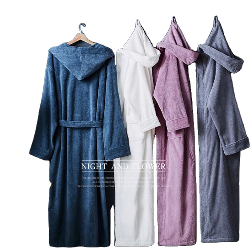 Premium Super Soft Cotton Hotel Bathrobe Combed Terry Cotton Bath Robe Sleepwear Adult Hooded Bathrobe With Hood 
