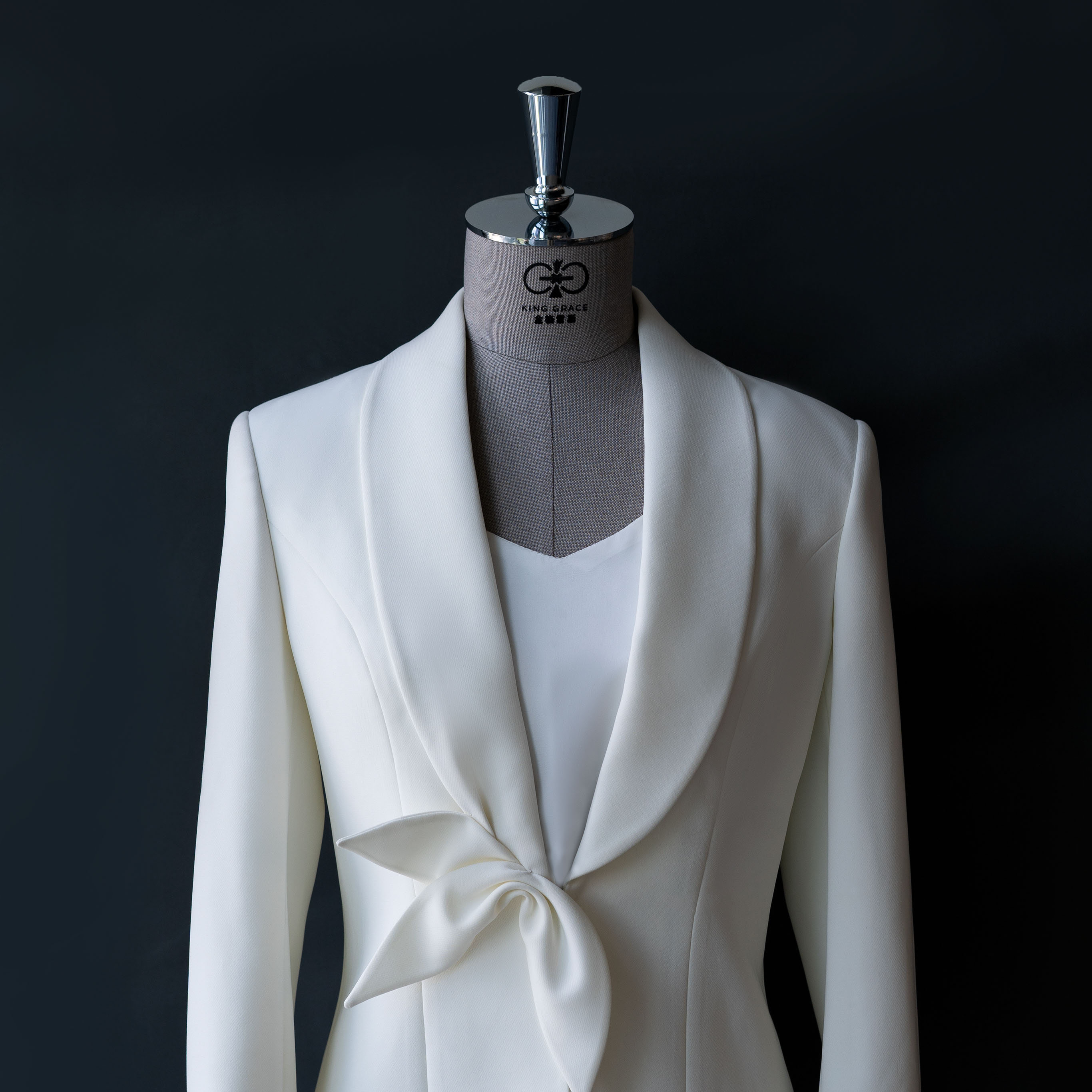 Women's Formal Evening Wear Business Office Suit Set Tuxedo-Style Blazer with Shawl Collar Sashes Worsted Fabric Work Office