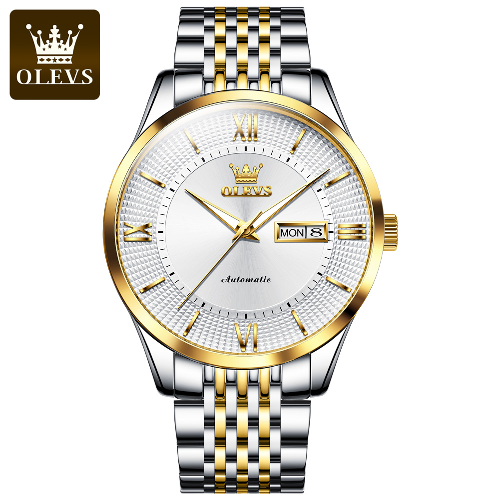 Olevs 6657 New Design Automatic Mechanical Men Clock High-end Watch For Men Stainless Steel Waterproof Wristwatch 