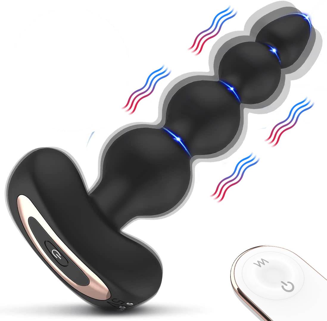 Anal Plug Vibrator Remote Adult Pulish Beaded Pearl Powder Purple Rotating Dildo Vibrating Anal Beads Sex Toy for Woman and Men