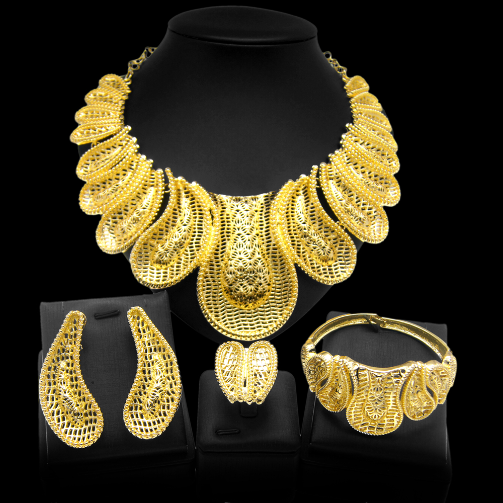 High Quality Luxury 18k Brazilian Gold Plated Jewelry Set Accessories For Women 