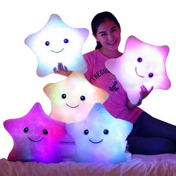 C107 Colorful Glowing Pillow Plush Doll Led Light Toys Gift For Girls Luminous Pillow Star Cushion Christmas Plush Light Toys 