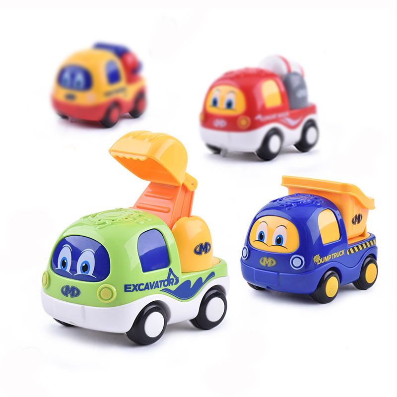 Wholesales Mini Cartoon Pull Back Car Set For Baby Educational Toys Boys And Girls Car With Light And Music 