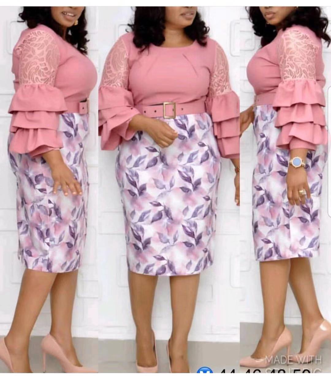 African Floral Dress Women&#39;s Summer Clothing O Neck Chiffon Dresses Office Lady Fashion Festival Dress 