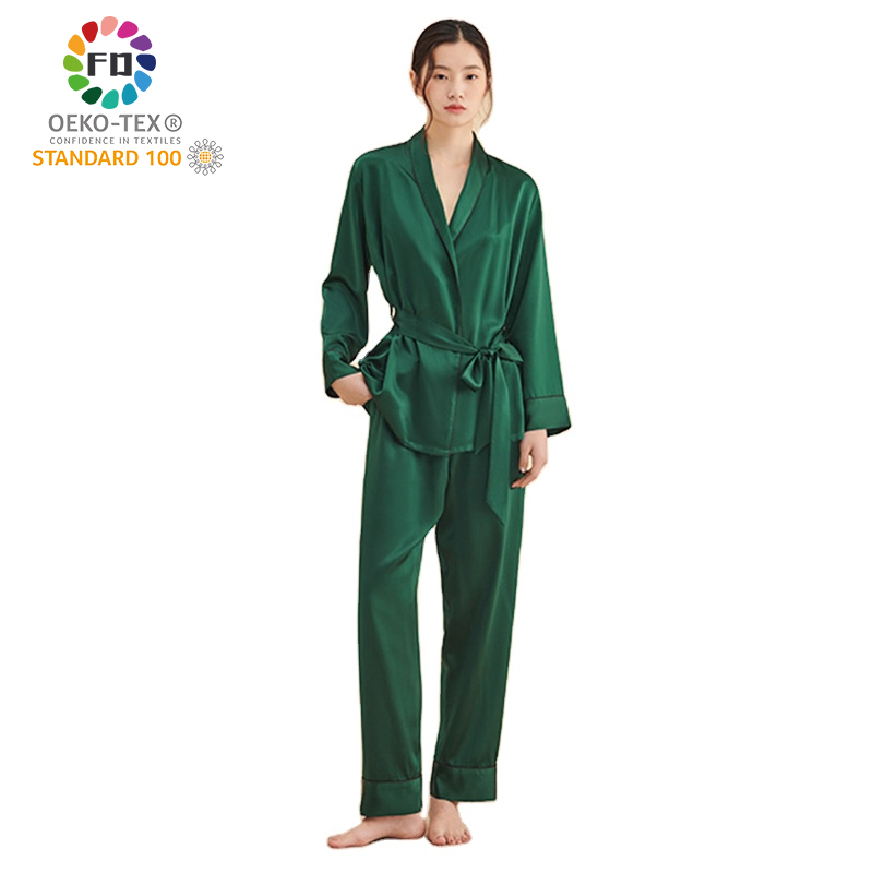 Classic Short Sleeve Luxury 100% Grade 6a Mulberry Silk Pajamas Short Sleeve Women 19m/m 100%silk Satin Pajamas 