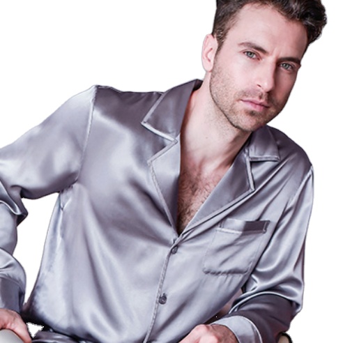 Simple And Soft 100% Silk Satin Men&#39;s Sleepwear 