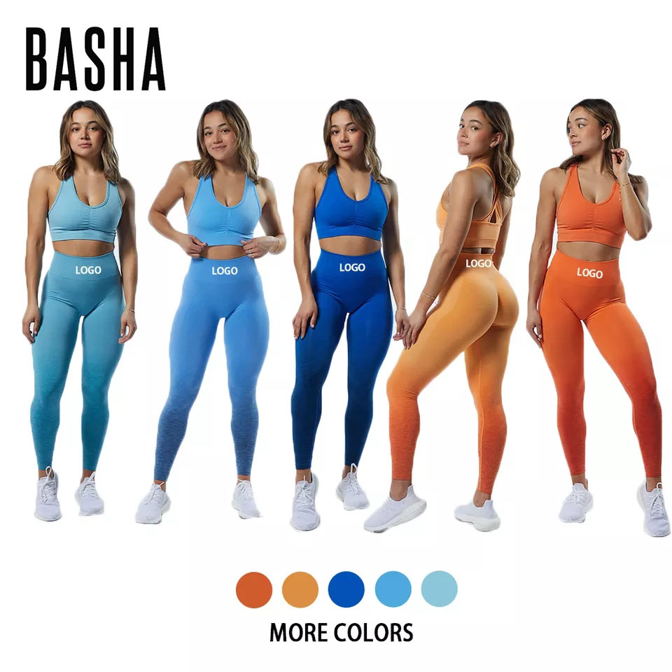 Bashasports 2022 New Sportswear Women Athletic Wear Yoga Outfits Seamless Leggings 2 Piece Gym Workout Set