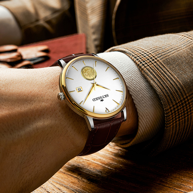 Skyseed Business Elegance Automatic Wristwatch Chronograph Calendar Watch Men Mechanical Watches 