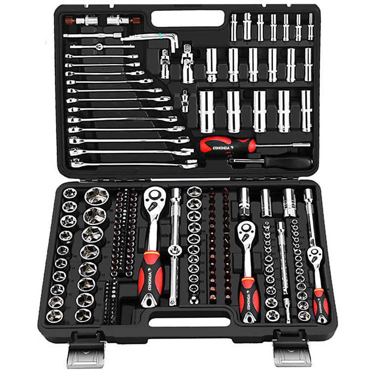 Heavy Duty 150pcs Hand Tool Kit 1/4&quot; 1/2&quot; Socket Wrench Spanner Set Auto Repair Tool Box 