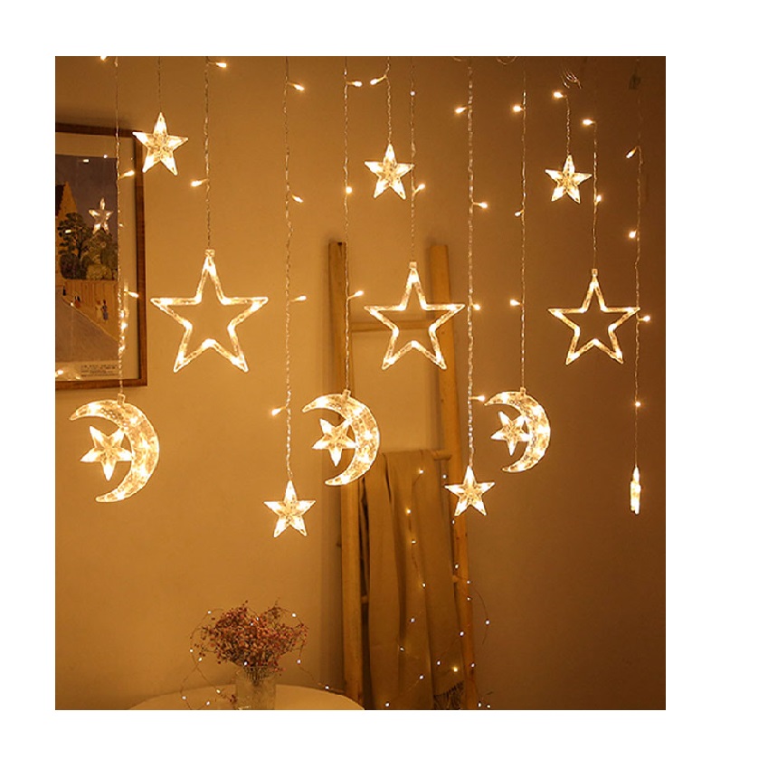 Led 3.5m Curtain Light Garland Star Moon Decor For Home 220v Fairy Lights Outdoor/indoor Festival String Light 