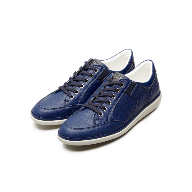 Best Quality Walking Style Shoes Genuine Leather Man Sneakers Made In Italy Swilly Blue For Export 