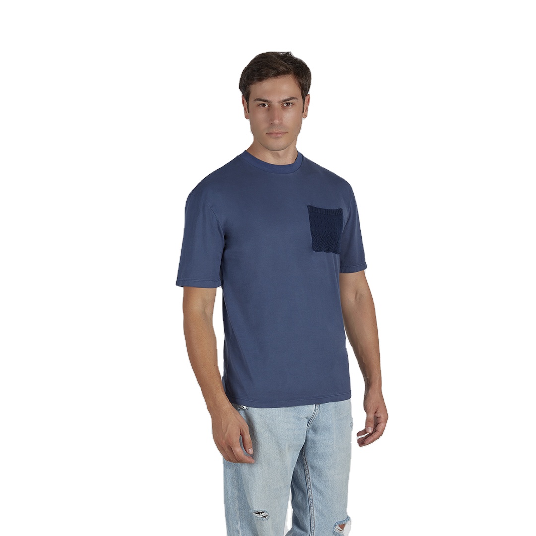 Made In Italy Clothing Best Selling Summer Clothes For Men Blue T Shirt With Short Sleeves Cotton 
