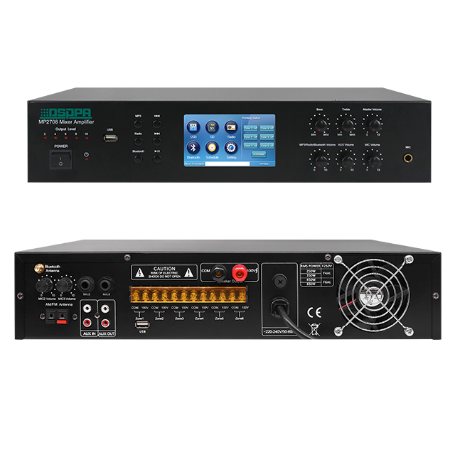 Multi Zone 6 Zones Audio Mixer Amplifier With Usb Bt Sd Card Timer Tuner 