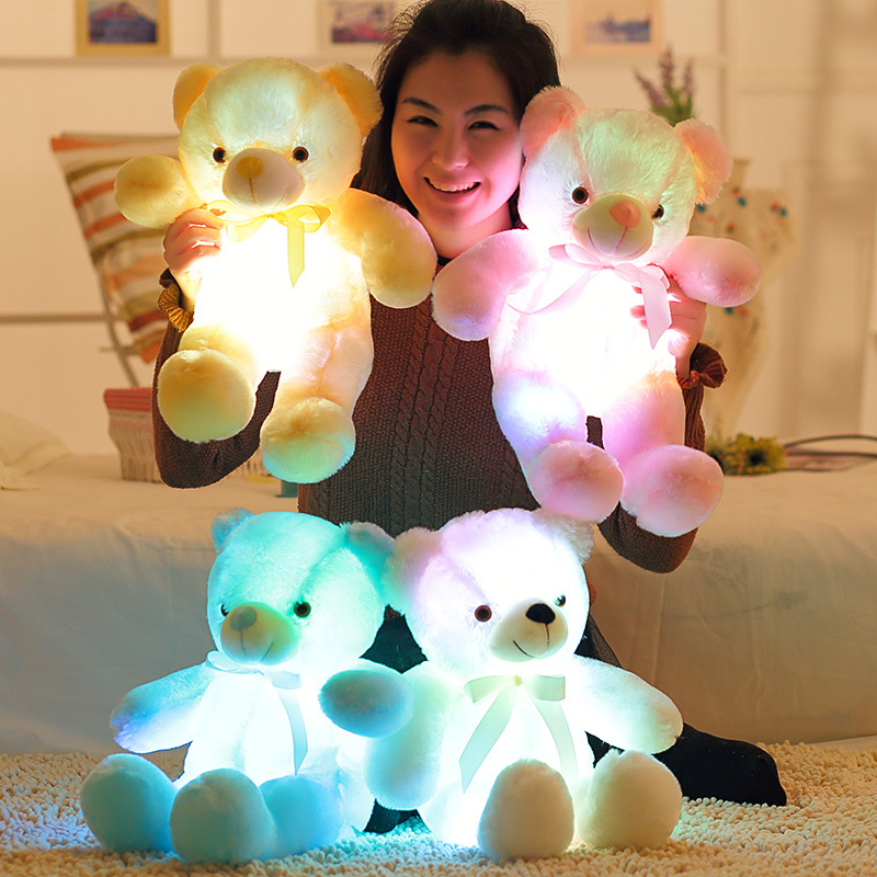 M455 Cartoon 30cm Plush Toy With Light Bear Stuffed Animals Kids Toys Birthday Gift Valentine&#39;s Day Bear Plush Toys 