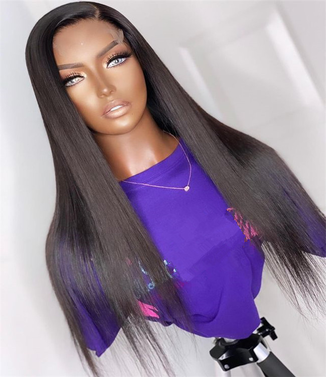 Long Straight Hair Wigs Brazilian Hair Virgin Highlight Human Hair 13x4 Lace Front Wigs 