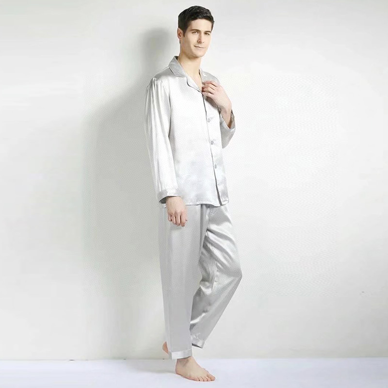 Wholesale Sexy Breathable Silk Sleepwear Men Pajamas Solid Color Silk Sleepwear 