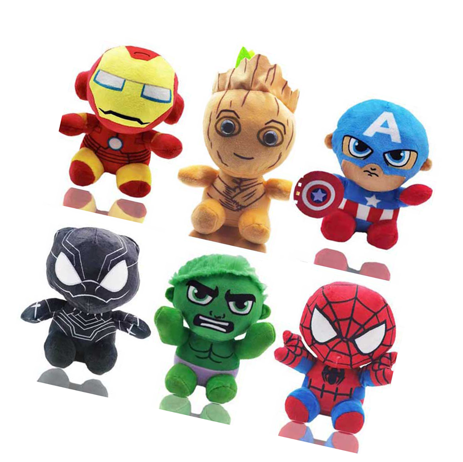 New Custom Stuffed Cartoon Character Toys Spiderman Groot Plush Toy Weighted Animae Model Cute Super Hero Toys For Kids Gift 