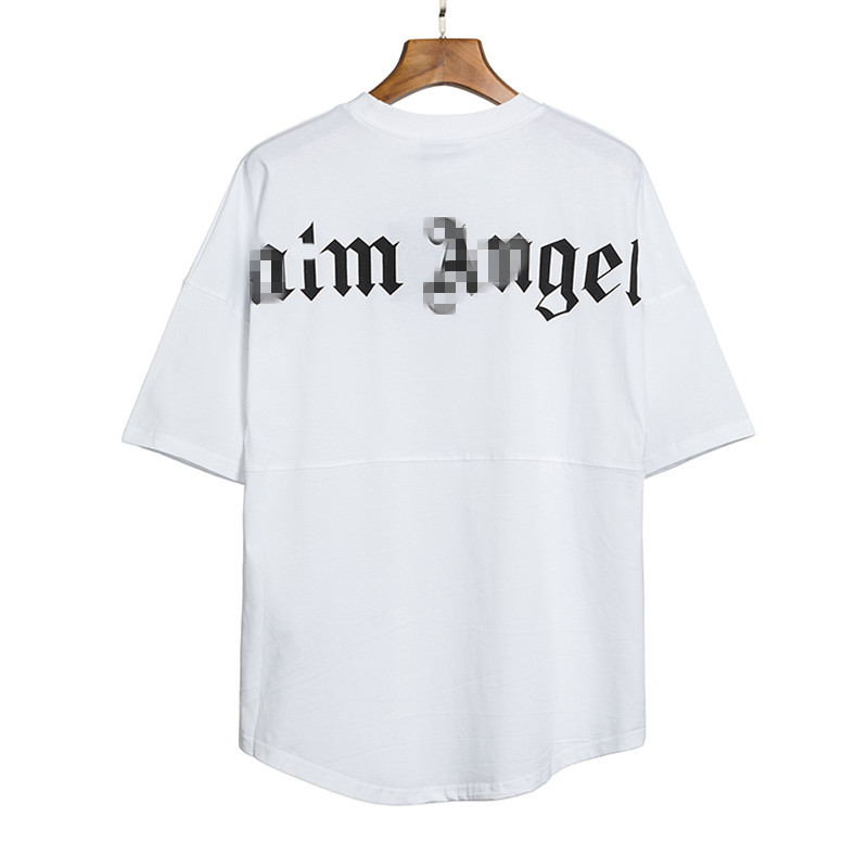 High Quality Fashion Trend Brand Street Style Angel Short Sleeves Man And Woman Sanskrit Back Logo Loose Couple T-shirt 