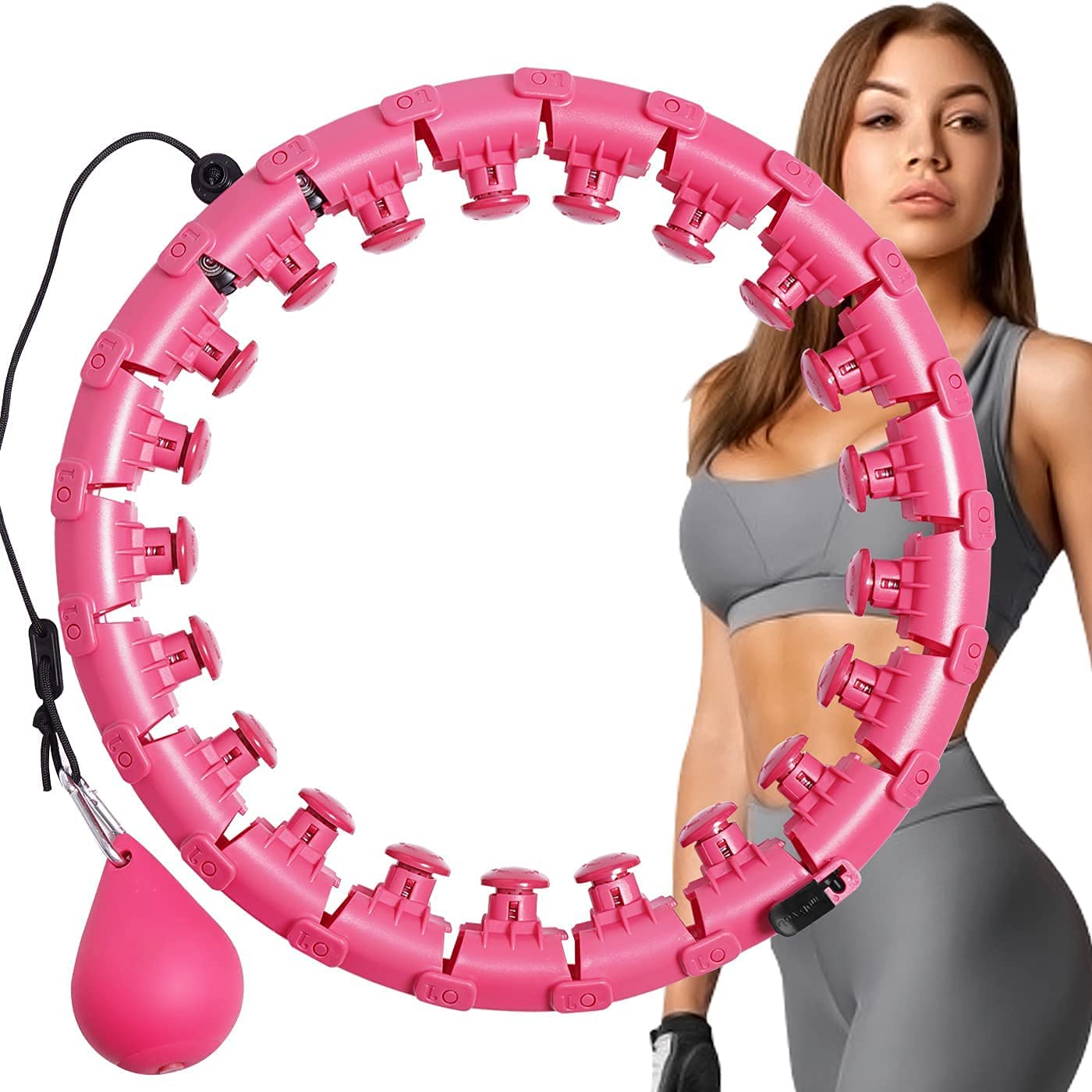 Hot Sale Auto-spinning Sports Adjustable Size 52 Inch Hula Ring Weighted Smart Hula Ring Hoops 