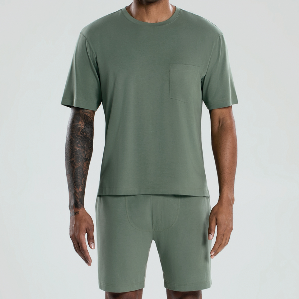 Wholesale Custom Fashion Summer Designer Pajamas Men Cotton Pyjama Male Two Pieces Lounge Wear Men Sleepwear 