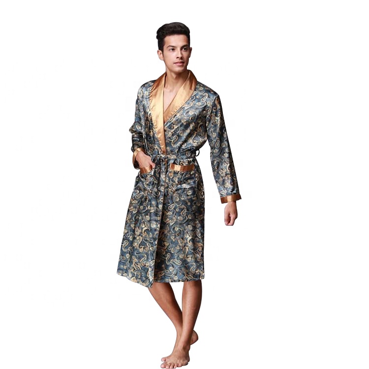 Custom Factory Men Satinrobe Pajamas Sleepwear Adult Pyjamas 