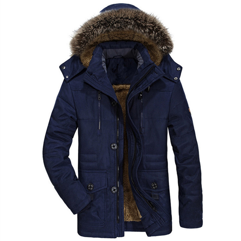 Men&#39;s Winter Thicken Cotton Canvas Parka Jacket Warm Outwear Coat 