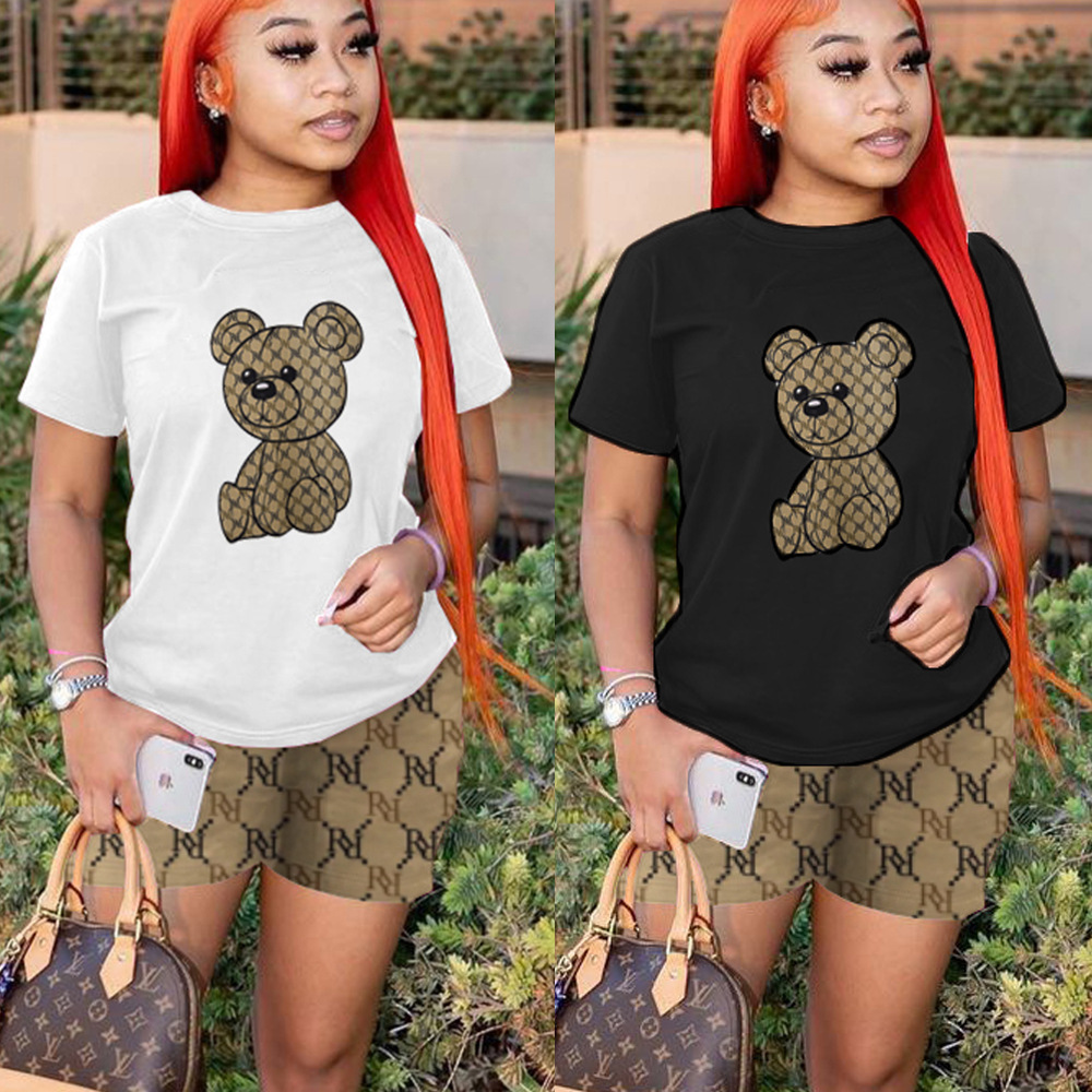 2022 Summer Ladies Tracksuit Fashion Women&#39;s Clothing Sets Two Piece Gradient Color Print Pants Set 