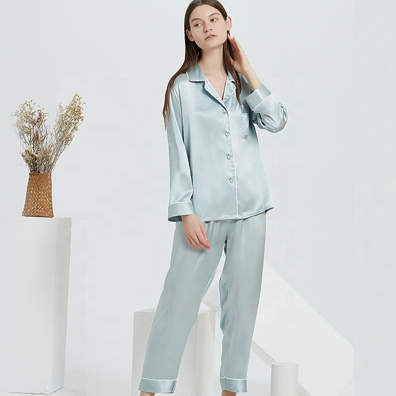 Fashion Designer Hot Sale 100% 6a Top Silk Women's Sleepwear Sexy Nighty For Honeymoon Pajamas Summer Silk Pajama 