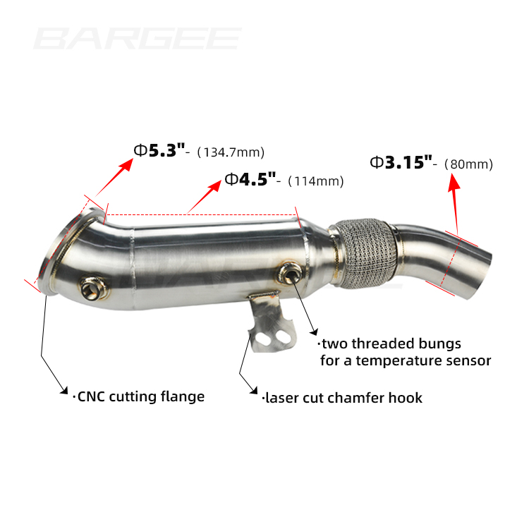 Bargee Ss304 Catless Exhaust Downpipe For Bmw B58 M240i 340i 440i 540i 740i F&amp;g Series 2016~2019 3.0 Auto Performance Parts 