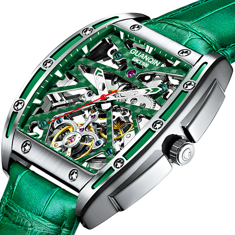 Guanqin Top Brand Skeleton Watch Men Mechanical Automatic Waterproof Business Mens Watch Relogio Masculino 2020 New Clock 