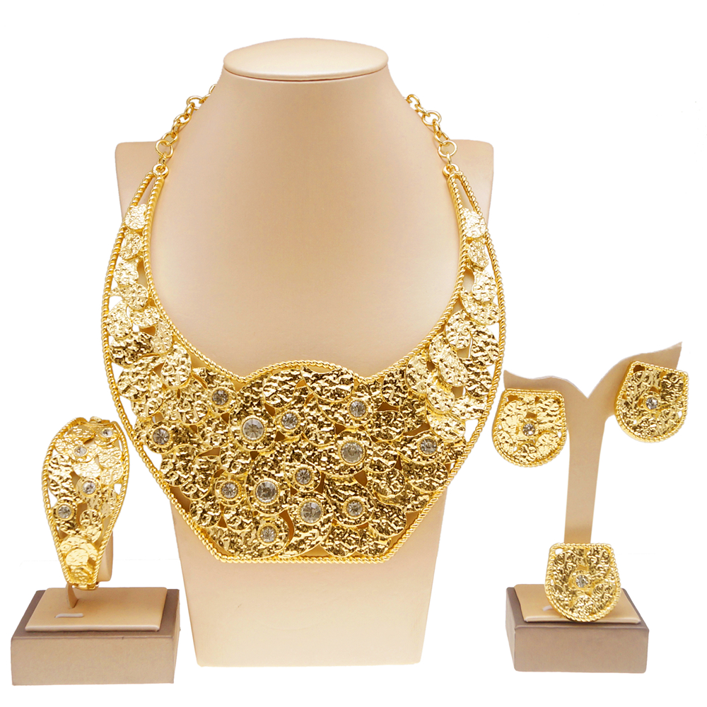 Luxury Nigeria Hot Selling 4pcs Italian Big Jewelry Sets For Women Party 