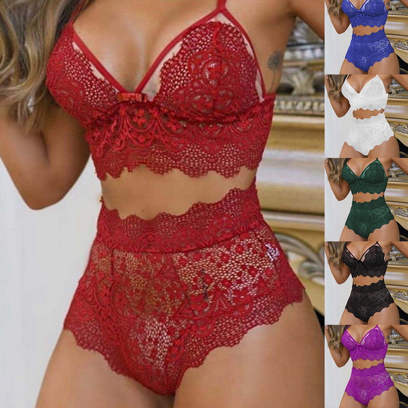 Summer Sexy Seamless Lingerie Sets Women Lace Push Up Bra And Panty Set Sexy V Neck Hot Erotic Crop Top Underwear 