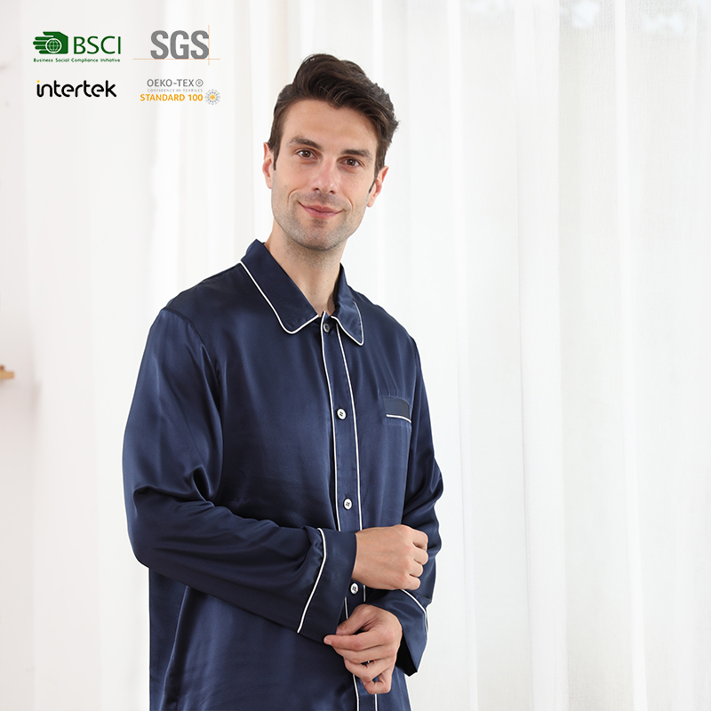 Silk Pajamas Set For Men Christmas 22 Momme Most Comfortable Sleepwear 