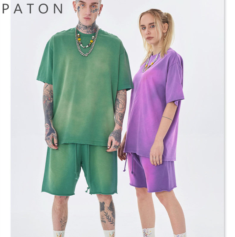 2022 Summer Heavyweight 260g Cotton Vintage Blank Washed Oversize T-shirt Raw Edges Hip Hop Retro Loose Unisex T Shirts 