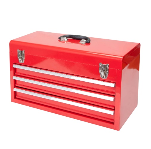 Portable 3 Drawer Steel Metal Tool Box With Metal Latch Closure For Tools Storage 