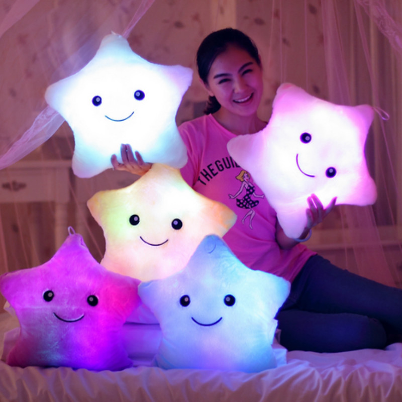 Valentine&#39;s Day Creative 34cm Glowing Pillow Led Light Colorful Luminous Stars Plush Toys For Kids Children 