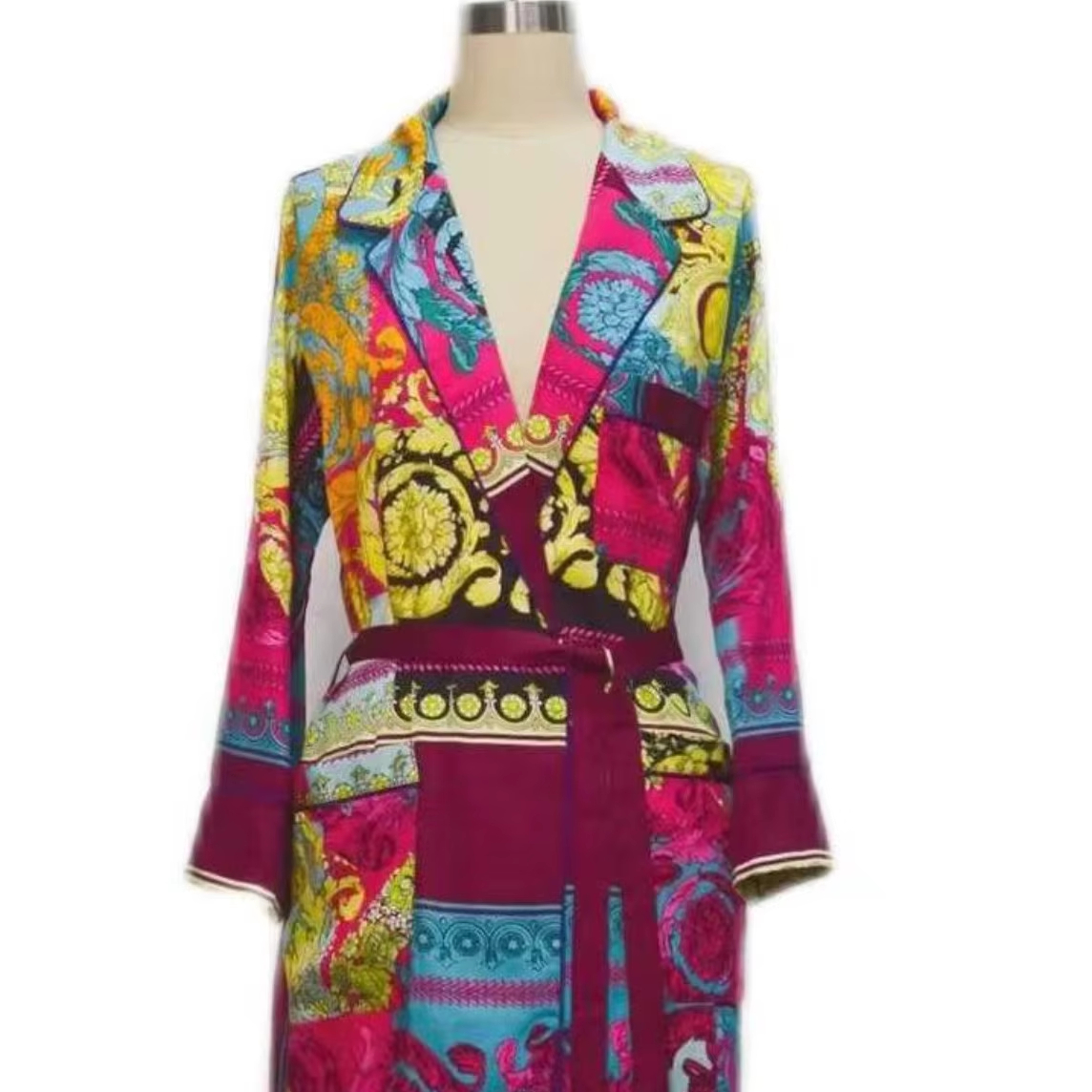 2025 Spring Fashion Women's Floral Satin Dress Hot Sell with Digital Printing Woven Method