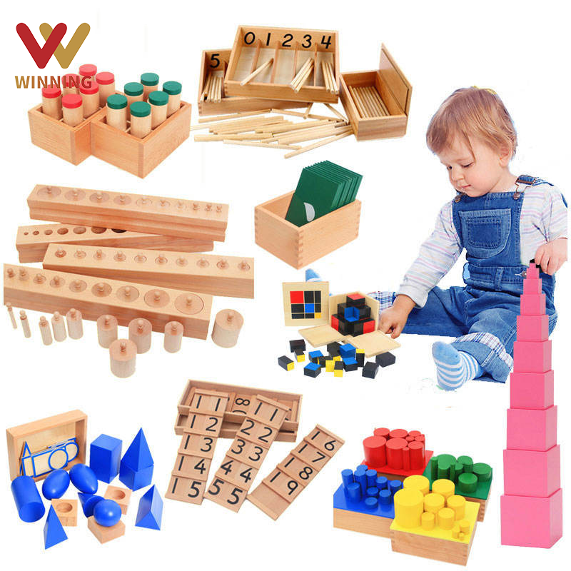 Winning Baby Wooden Montessori Educational Toy Kids Wooden Montessori Materials Full Set Juguetes Montessori Toys Math Material 