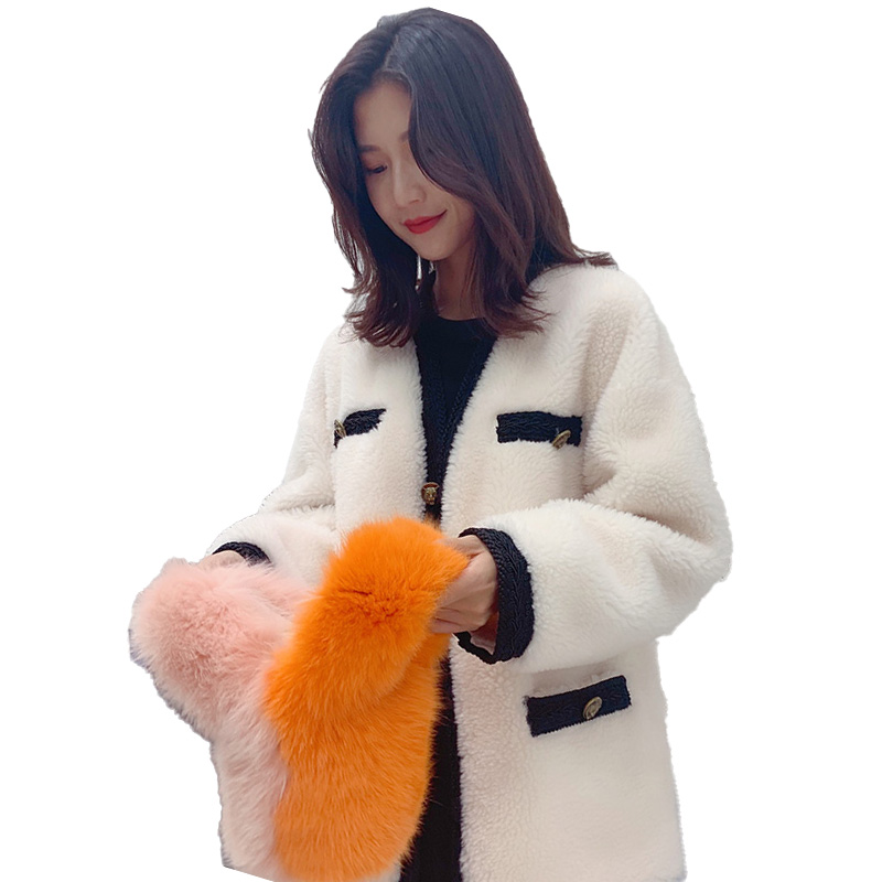 High Quality Mink Leather Bag Custom Two Tone Splicing Ladies Handbag Fashion Fur Bag 