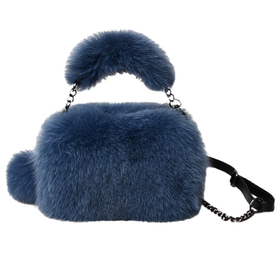 2022 Fashion Fur Handle Bag Luxury Real Fox Fur Handbags For Women 