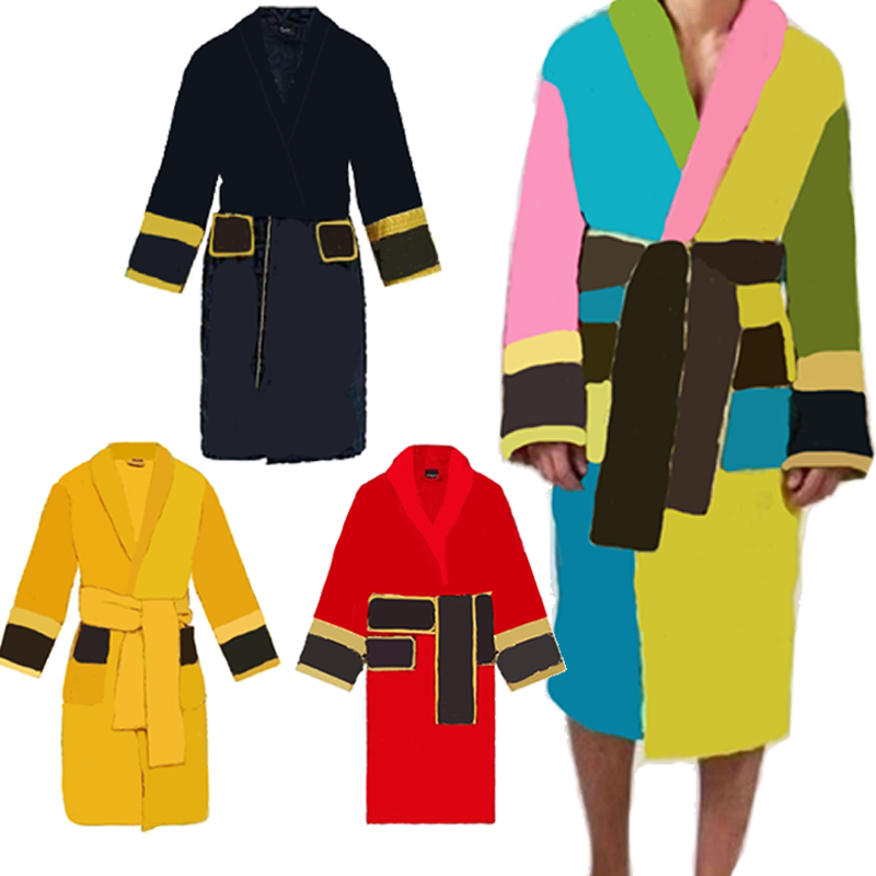 100 % Cotton Robe Bathrobe Luxury Designer Sleepwear Pajama Bath Robe Women&#39;s Coats 