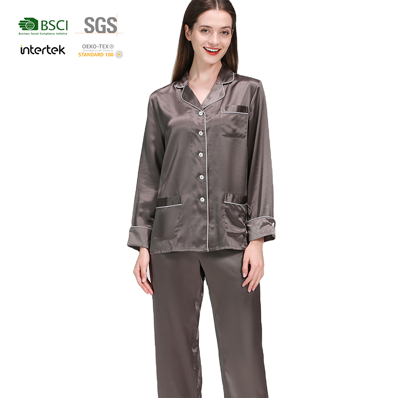 22mm 100% Pure Mulberry Pure Color Women's Silk Pajamas 