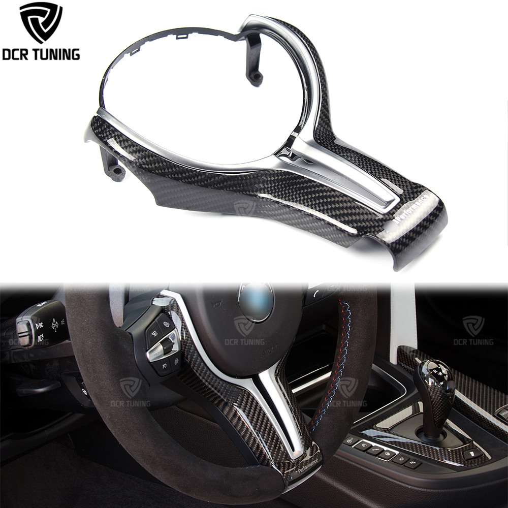 Carbon Fiber Steering Wheel Trim For Bmw F80 M3 F82 F83 M4 F10 M5 F06 F12 F13 M6 F85 X5m F86 X6m Red/silver/blue Trim Optional 