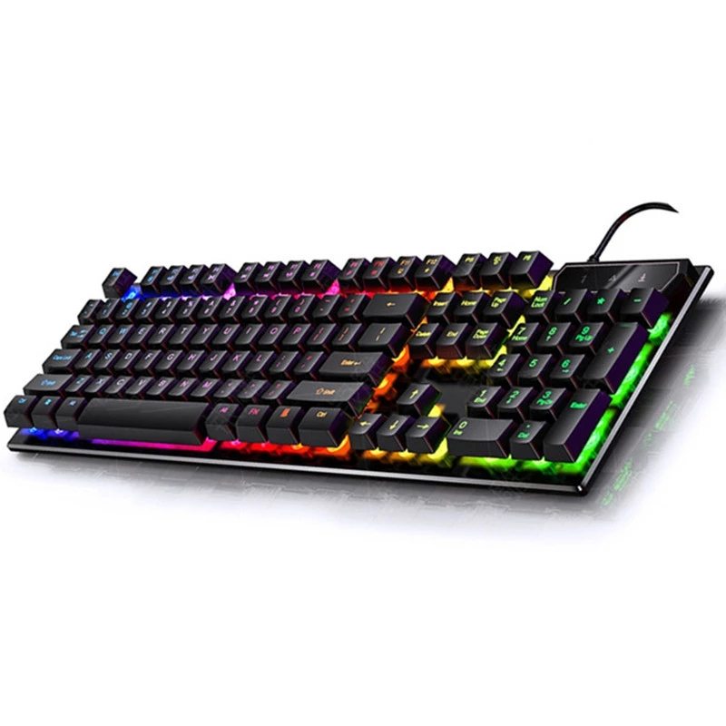 Mechanical Feel Gaming Keyboard Wired Usb Pc Backlit Gamer 104 Keys Keycaps Rainbow Keyboard Backlight For Computer Accessories 